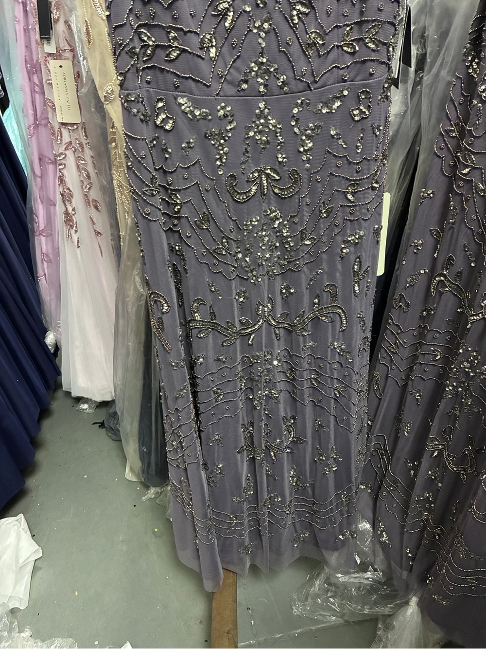 Adrianna Papell Moonscape Beaded Midi Dress NWT SZ 14 Cocktail Wedding Guest MOB - Picture 8 of 11